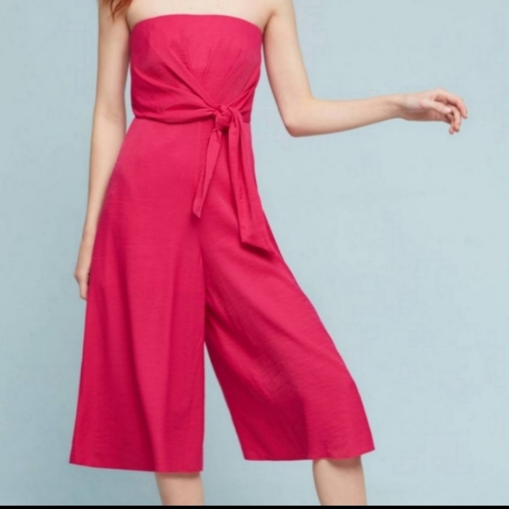 EUC Maeve Brin Hot Pink Strapless Jumpsuit (16)